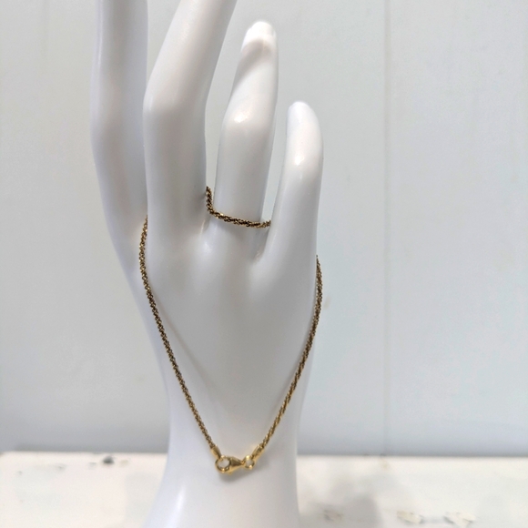 Italian 925 Sterling Silver Gold Vermeil Rope Chain Bracelet Anklet PLUX Italy - Picture 1 of 10